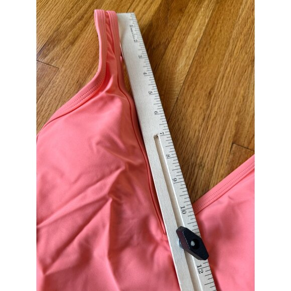 Womens Orange One-Piece Swimsuit With Adjustable Straps & Deep V-Neckline - Picture 8 of 9